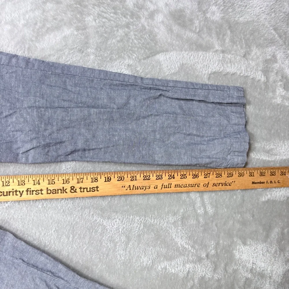 Banana Republic Aiden Chino Pants Mens 35x30 Blue Grey Linen Cotton Blend Slim
